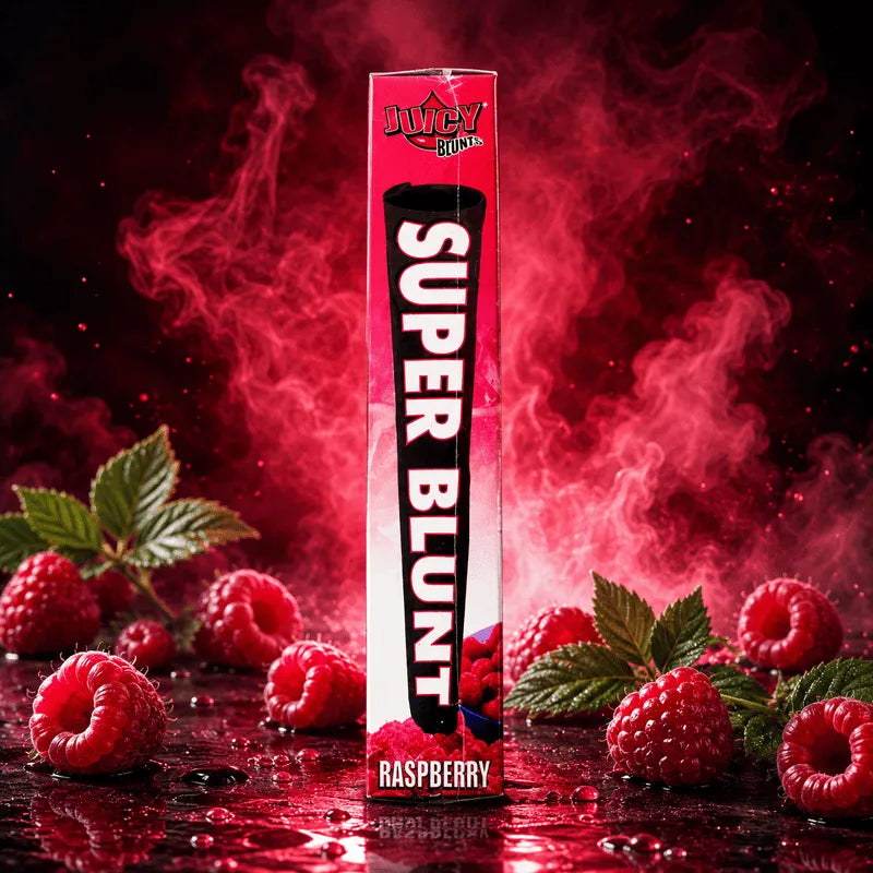 Super Blunts Razz Raspberry Blunt Wraps Verpackung mit Himbeer Motiv