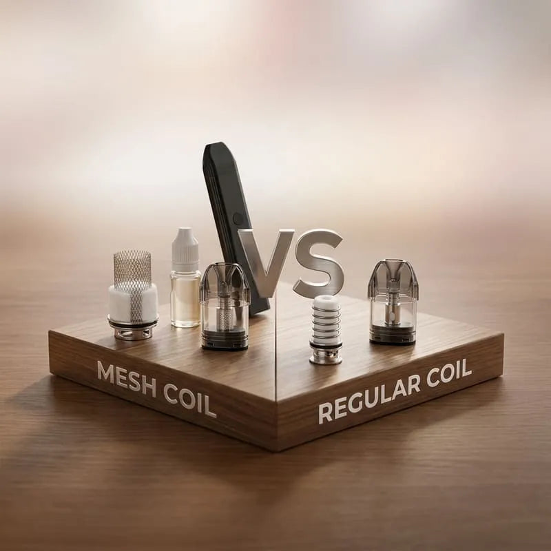 Nahaufnahme von einem Mesh Coil Drahtnetz im Vergleich zu einer Drahtwendel