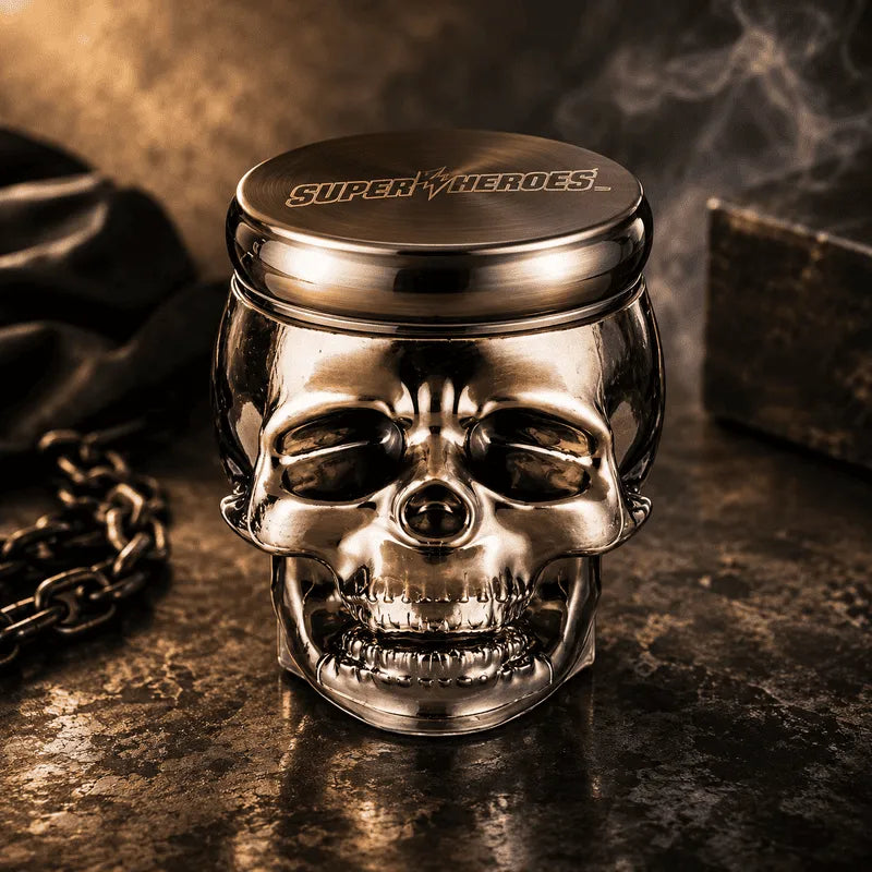 Grinder 4 teilig 55mm Skull Silber Ansicht bei Dampfwelt
