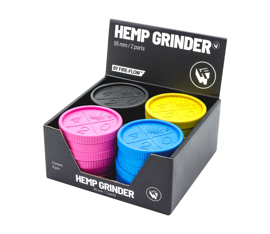 FireFlow - Hemp Grinder 5.5cm 2P - 420 Logo (8 Stk.)