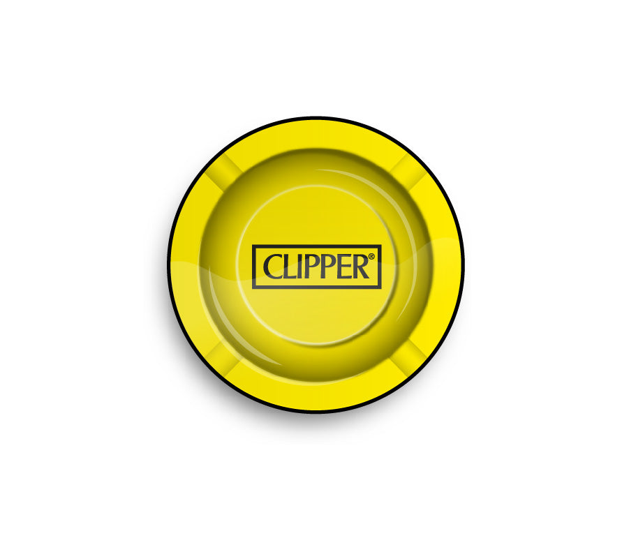 FireFlow - Metal Ashtray - Clipper Logo Yellow - 14cm (6 Stk.)
