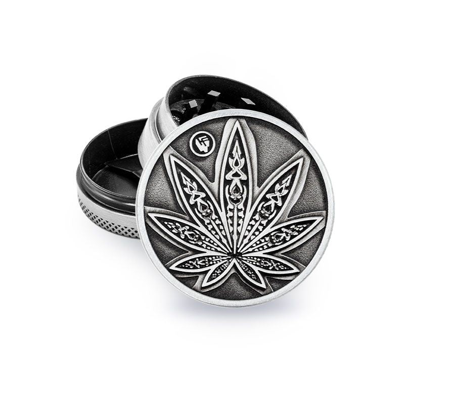 FireFlow - Metal Grinder 4cm 3P - Silver - Neon Leaves 3/4 (6 Stk.)
