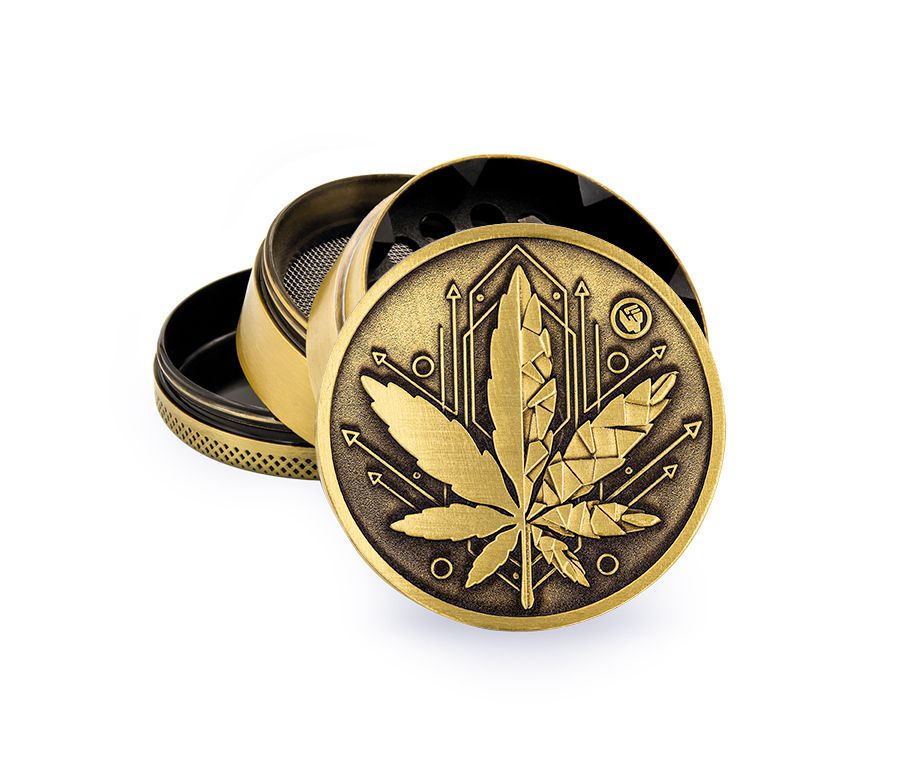 FireFlow - Metal Grinder 5cm 4P - Gold - Geometrical Leaf (4 Stk.)