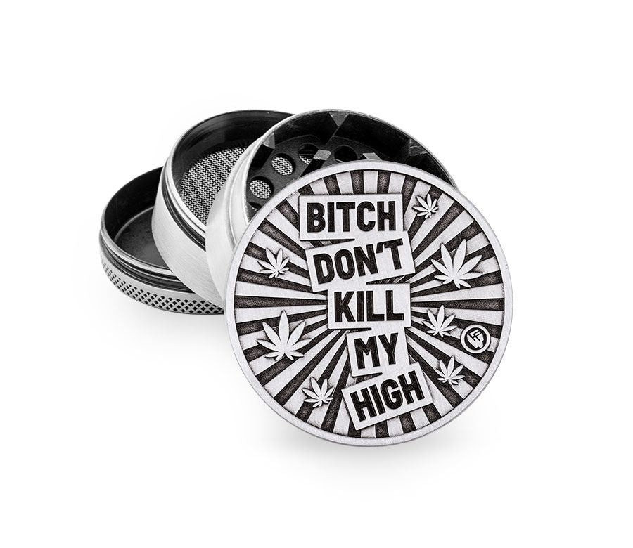 FireFlow - Metal Grinder 5cm 4P - Silver - Bitch Dont Kill My High (4 Stk.)