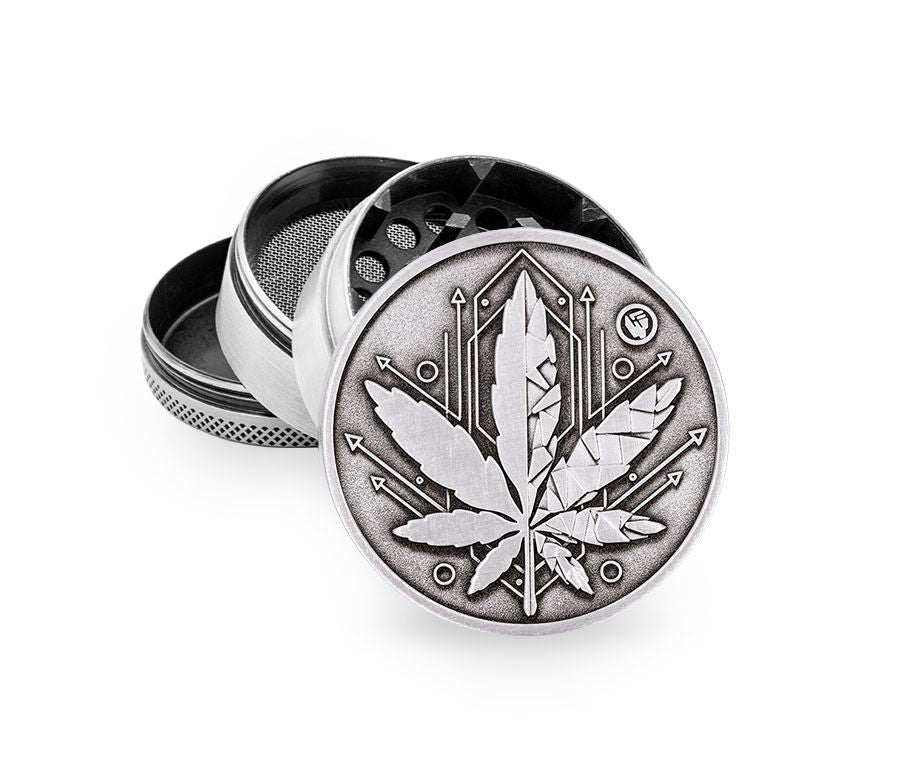 FireFlow - Metal Grinder 5cm 4P - Silver - Geometrical Leaf (4 Stk.)