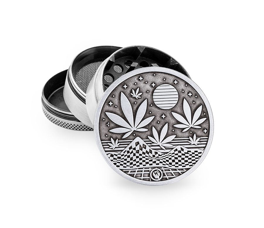 FireFlow - Metal Grinder 5cm 4P - Silver - Leaves 37  1/4  (4 Stk.)