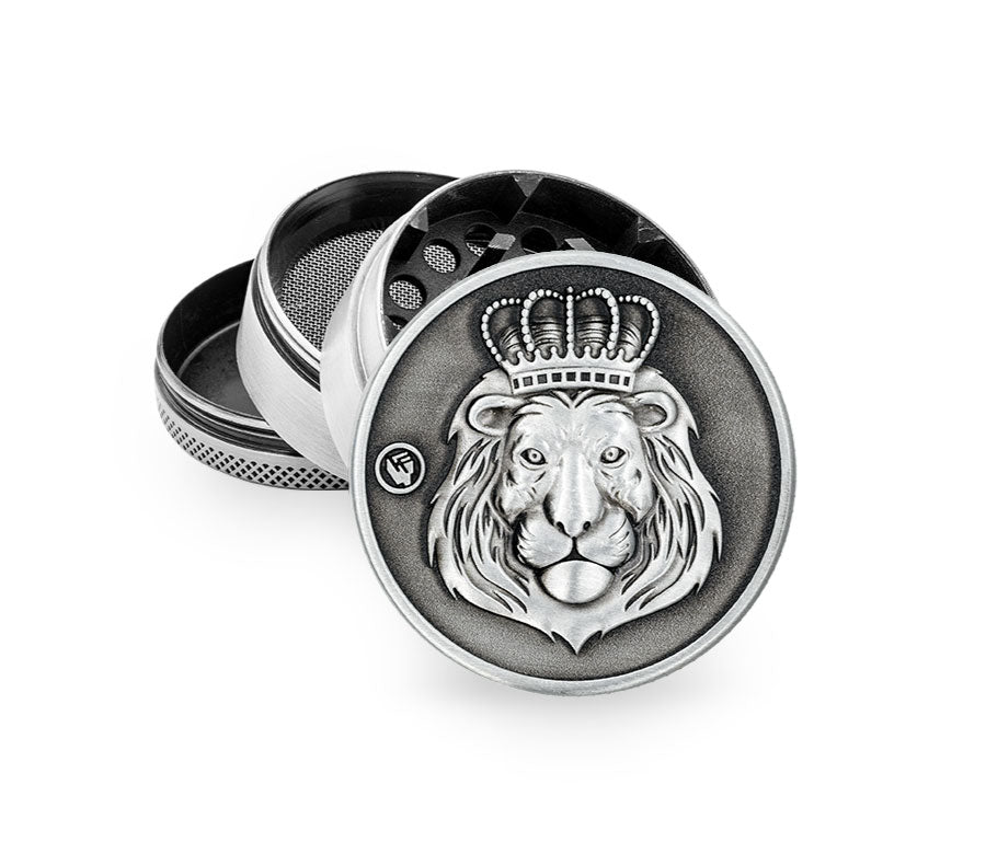 FireFlow - Metal Grinder 5cm 4P - Silver - Rasta Lion (6 Stk.)