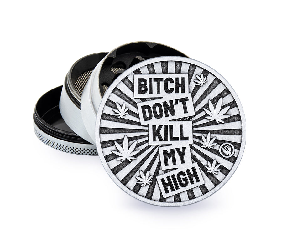 FireFlow - Metal Grinder 6cm 4P - Silver - Bitch Dont Kill My High (4 Stk.)