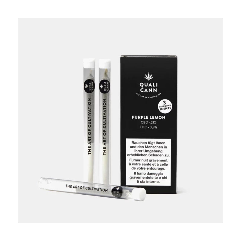 Qualicann - Prerolled CBD Joints - Purple Lemon - 3 Stück