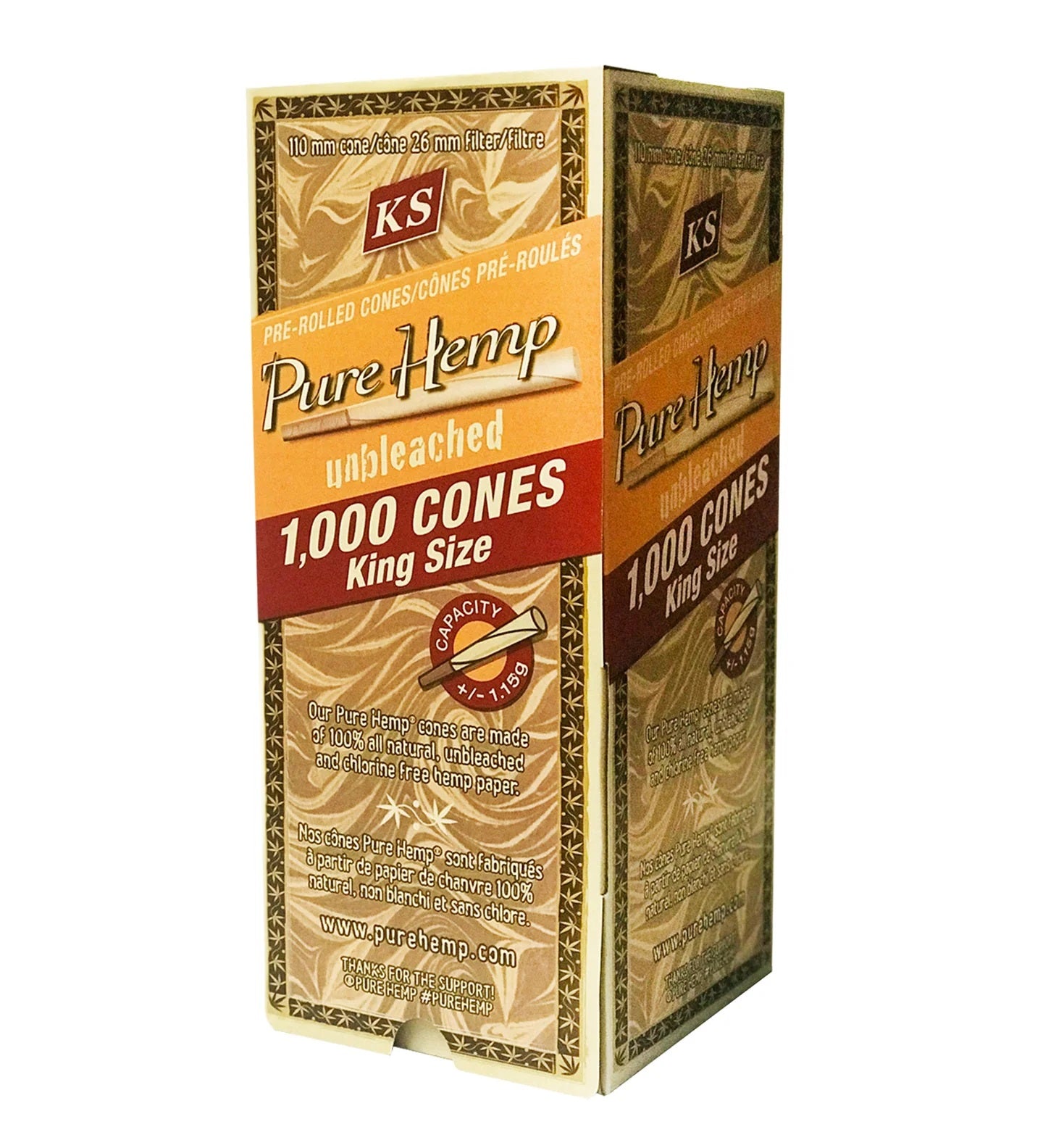 Pure Hemp - Unbleached Hemp Cones - King Size - Box - 1000 Stück