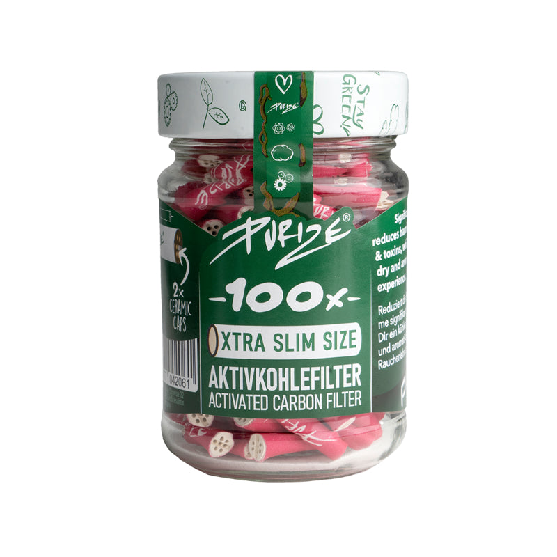 Purize Aktivkohlefilter Xtra Slim 6mm im Glas - pink  (100 Stk.)