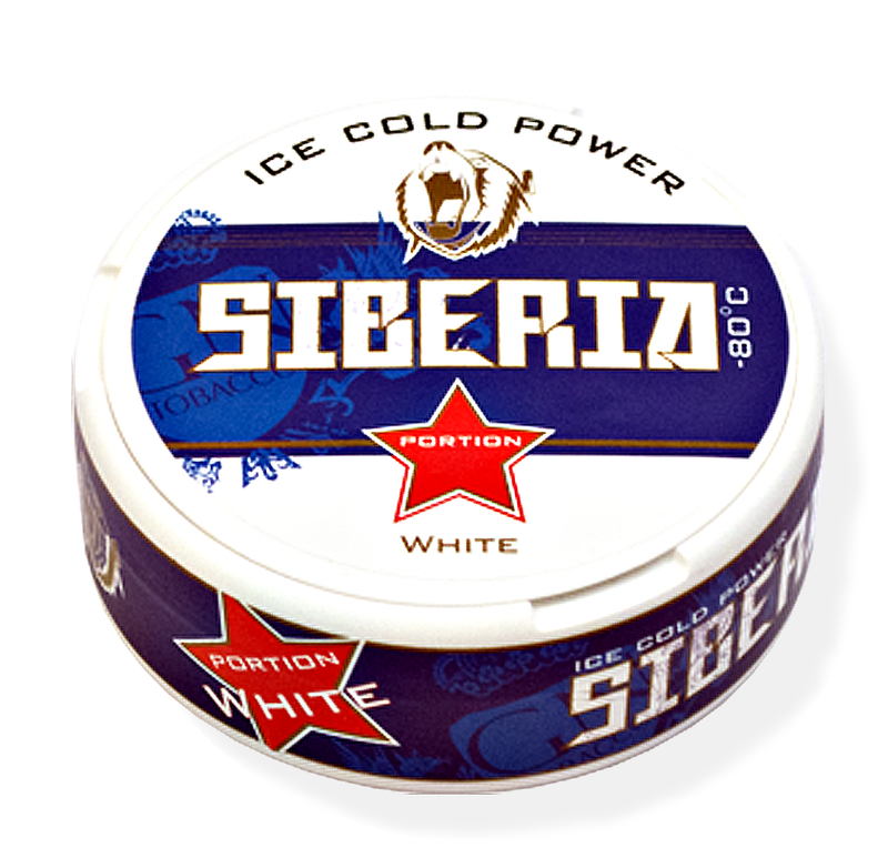 Siberia Ice Cool White Dry Snus Dose auf weißem Hintergrund