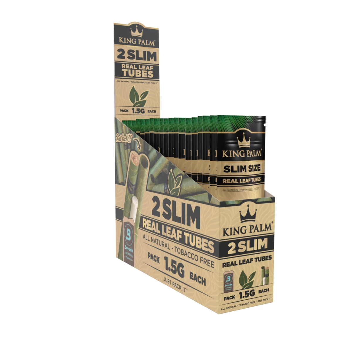 King Palm - Slim - 2 Stück - Natural - Display - 20 Stück