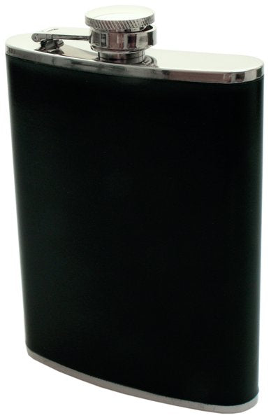 Flachmann Echt Leder Schwarz 8oz