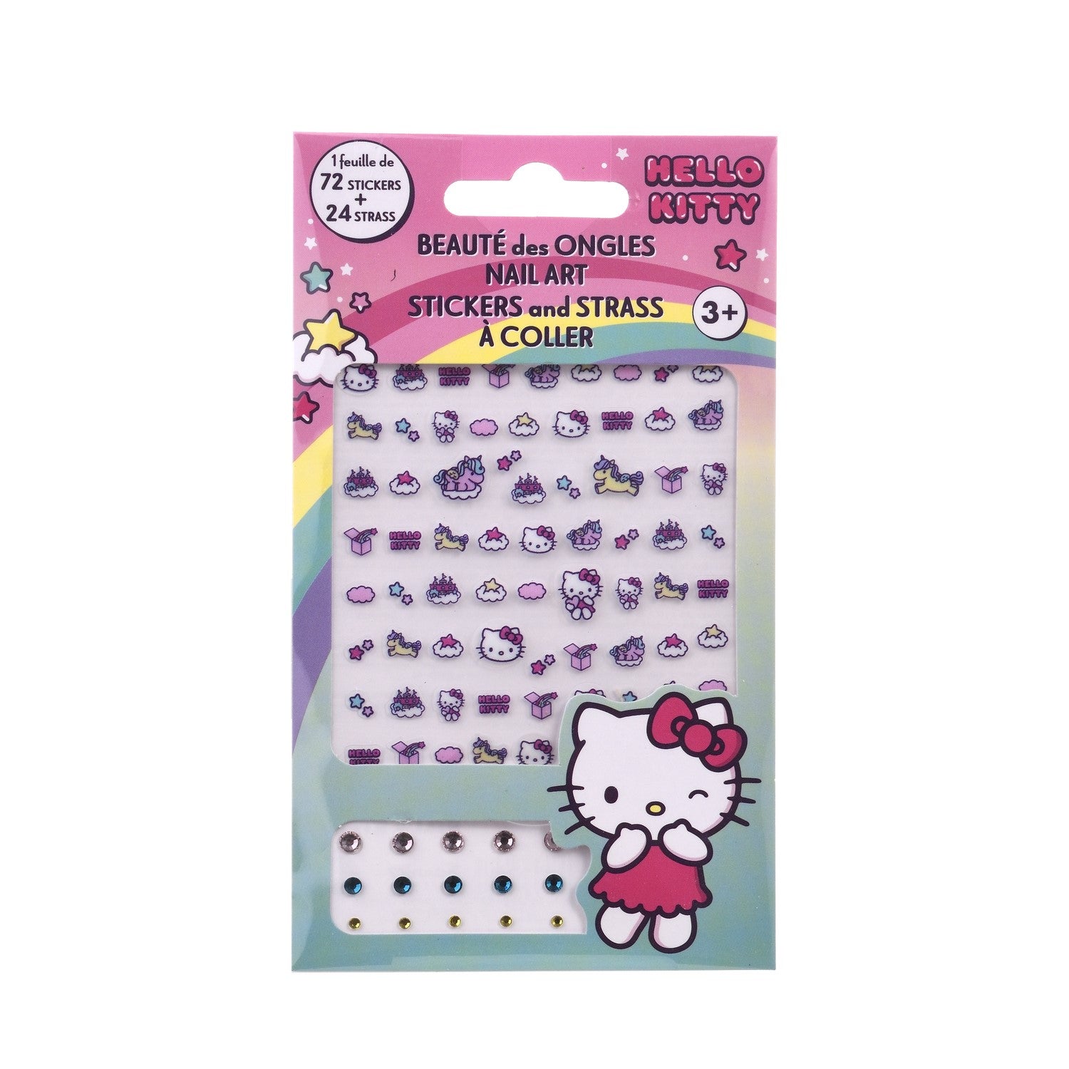 Nagel Stickers - Hello Kitty - 72 Stickers / 24 Strasssteine - 1 Stück