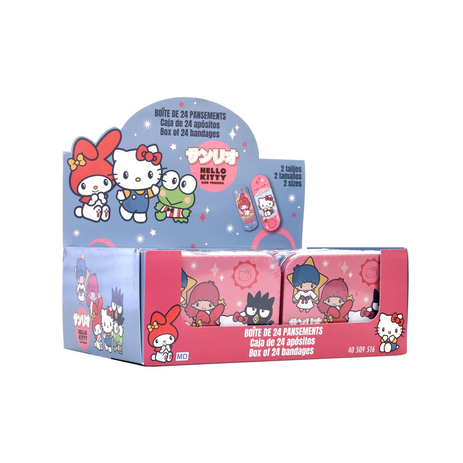 Pflaster in Metalldose - Hello Kitty & Friends - 2 Grössen / 24 Stück - Display - 12 Stück