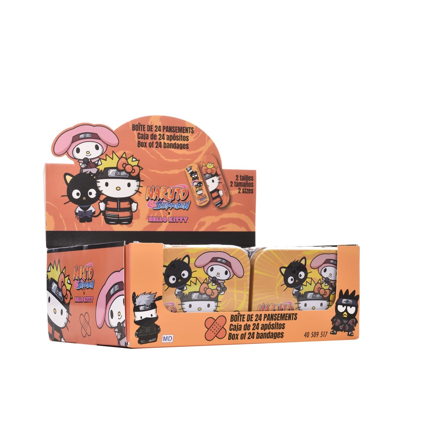 Pflaster in Metalldose - Hello Kitty x Naruto Shippuden - 2 Grössen / 24 Stück - Display - 12 Stück