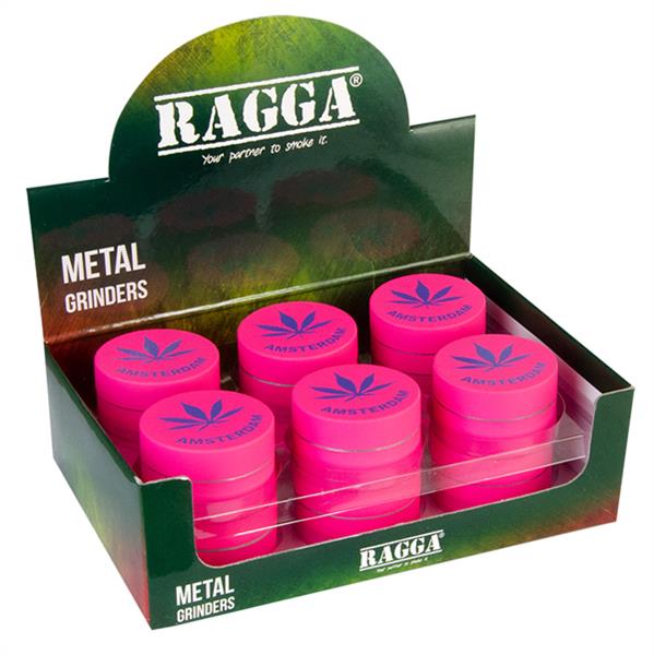 Grinder Alu Pink Hemp Leaf - 40mm - 3 Layers - Display - 12 Stück