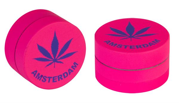 Grinder Alu Pink Hemp Leaf 3-teilig 40mm