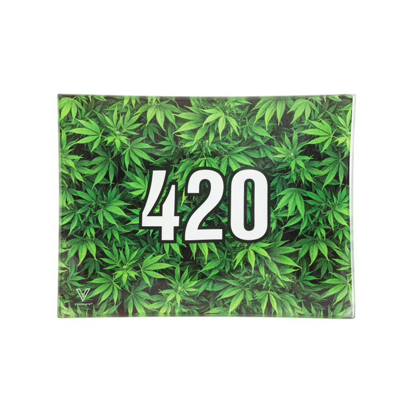 Glass Rolling Tray - 420 Green (16cm x 12cm)