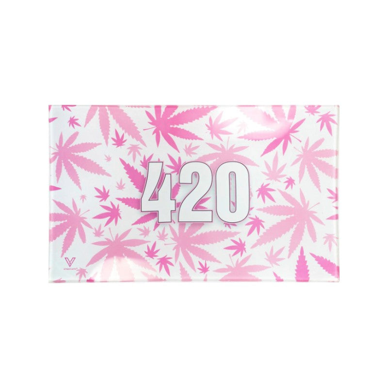 Glass Rolling Tray - 420 Pink (26cm x 16cm)