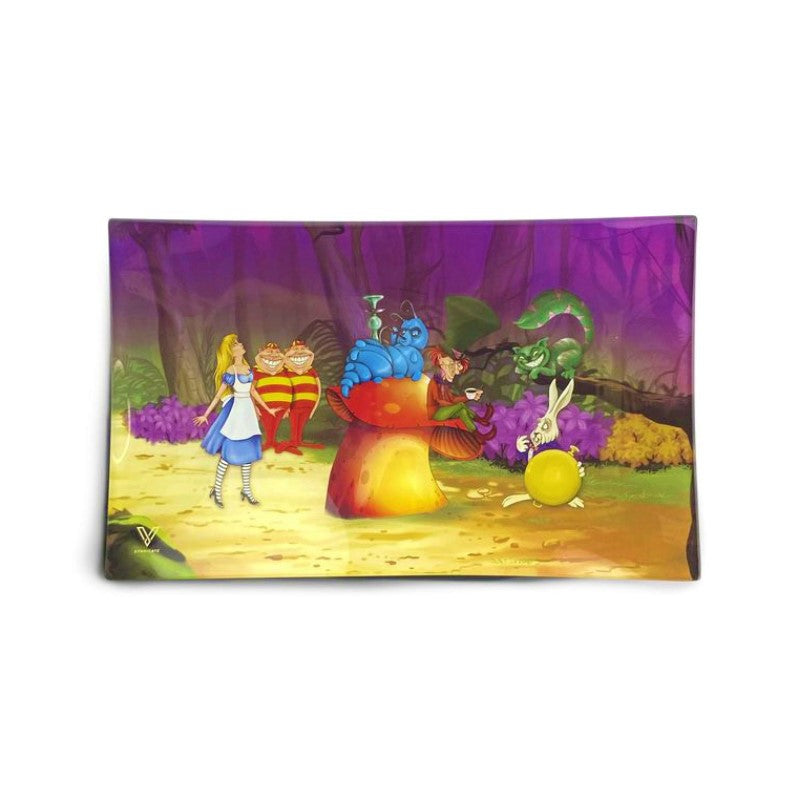 Glass Rolling Tray - Alice Mushroom (26cm x 16cm)