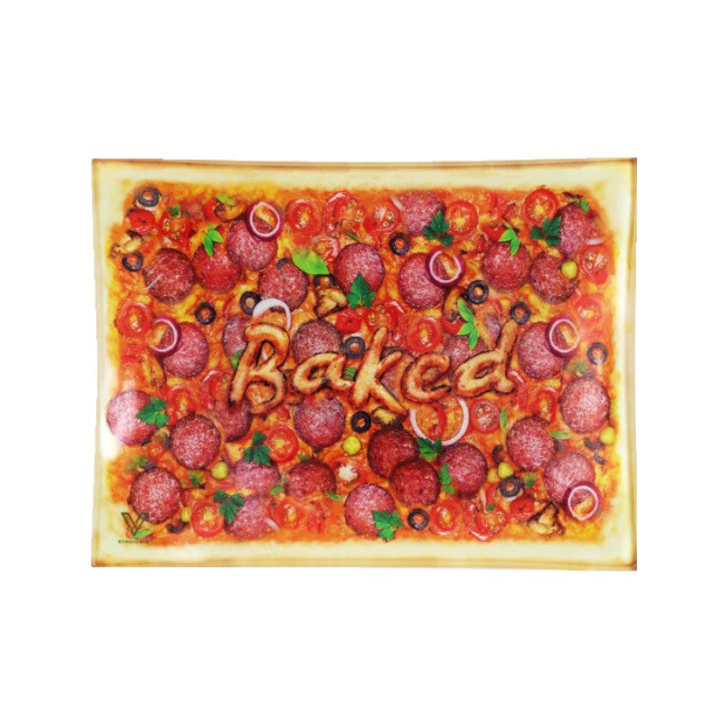 Glass Rolling Tray - Pizza (16cm x 12cm)
