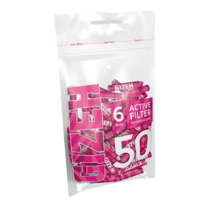 GIZEH - Active Filter 6mm - Pink - Bag 50Stk.