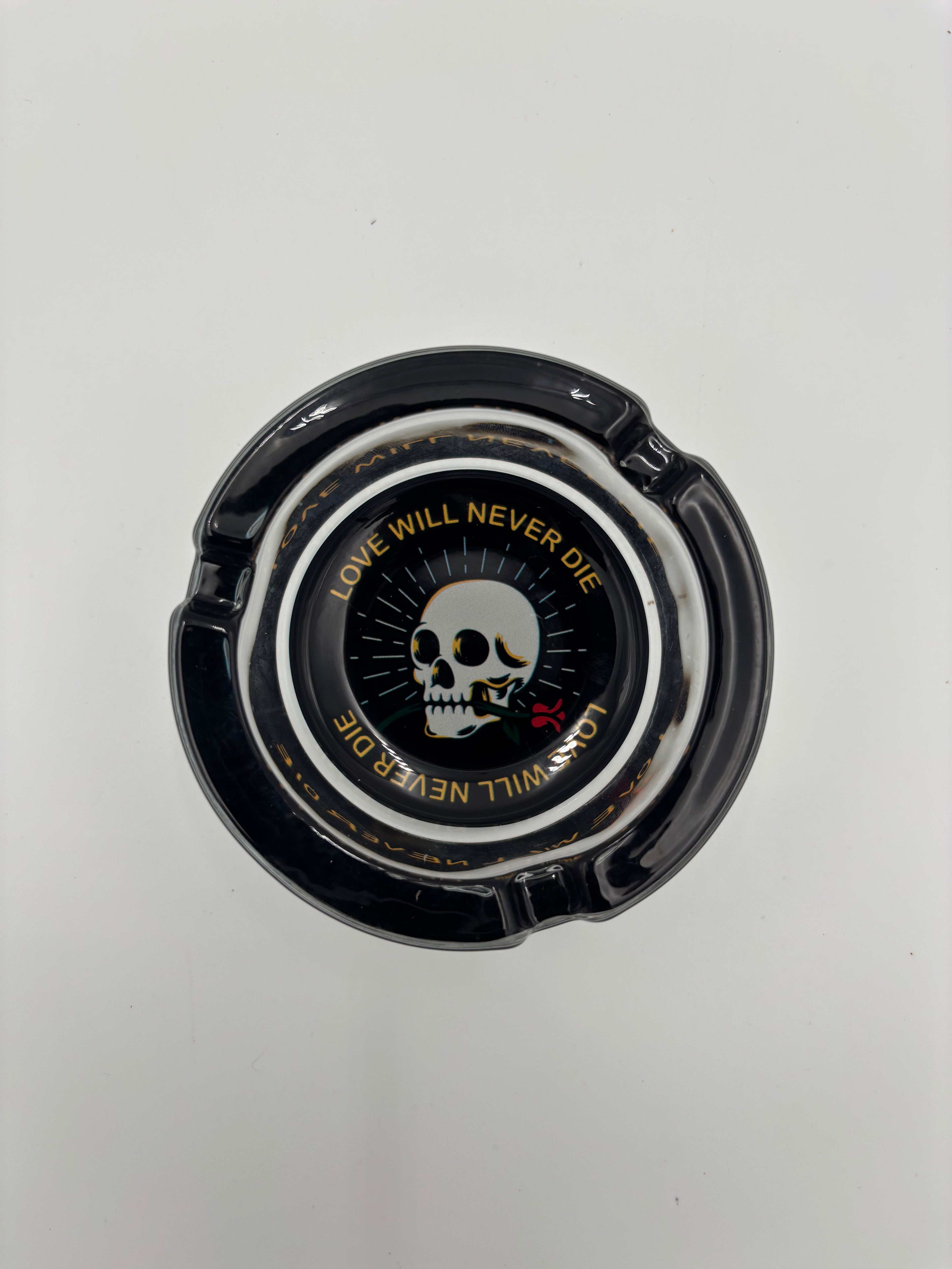 Champ Skull Glas Aschenbecher rund